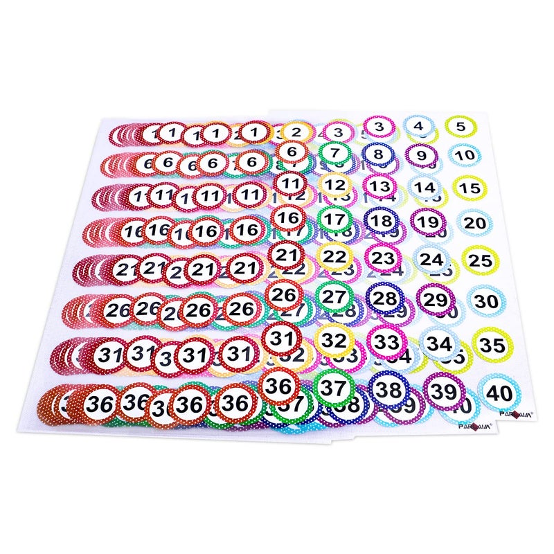 PARLAIM Number Labels Stickers 1 Inch Round 1-40 Polka Dot 520 Pcs Colorful Labels Stickers for Office and Classroom - Image 2